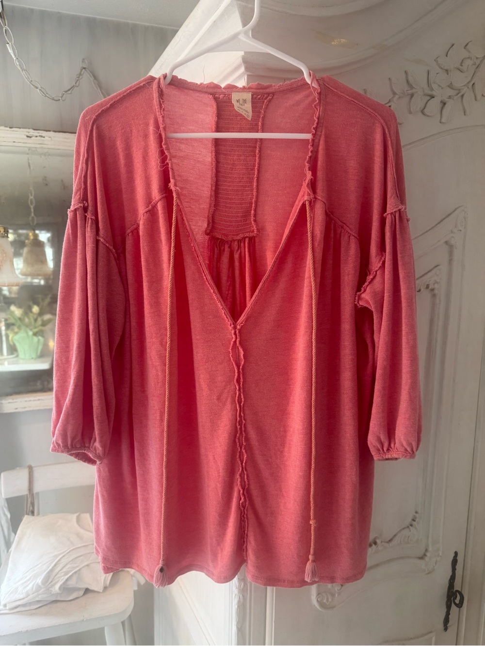 We The Free Coral Pink V-Neck Tunic Top